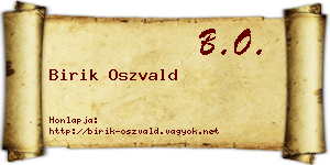 Birik Oszvald névjegykártya